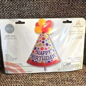 Multicolor Happy Birthday Party Hat Balloon NEW Anagram Latex